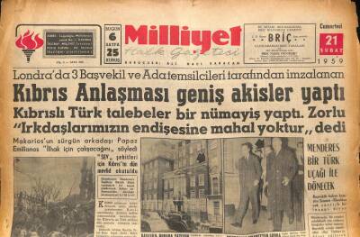 Milliyet Halk Gazetesi 21 Şubat 1959 - Kıbrıs Anlaşması Geniş Akisler Yaptı GZ86072 - 1