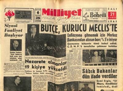 Milliyet Halk Gazetesi 21 Şubat 1961 - Sabık Bakanlar Dün İfade Verdiler GZ76158 - 1