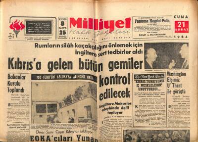 Milliyet Halk Gazetesi 21 Şubat 1964 - Traktör Ve Kamyon Fabrikası Kuruluyor - Kıbrısa Gelen Bütün Gemiler Kontrol Edilecek GZ117742 - 1