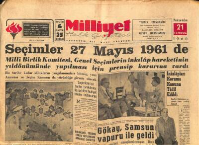 Milliyet Halk Gazetesi 21 Temmuz 1960 - Bölükbaşı , Seçimin Erken Yapılmasını İmkansız Görüyor GZ92601 - 1