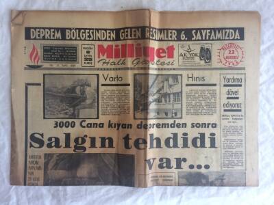 Milliyet Halk Gazetesi 22 Ağustos 1966 - 3000 Cana Kıyan Depremden Sonra Salgın Tehdidi Var... GZ73591 - 1