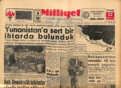 Milliyet Halk Gazetesi 22 Aralık 1955 - Necdet Güven Ve Eşi İntihar Etti - Yunanistana Sert Bir İhtarda Bulunduk GZ93539 - 1