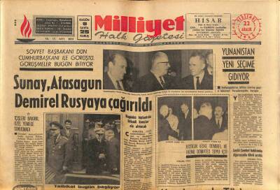 Milliyet Halk Gazetesi 22 Aralık 1966 - Sunay , Atasagun Demirel Rusyaya Çağırıldı GZ81300 - 1