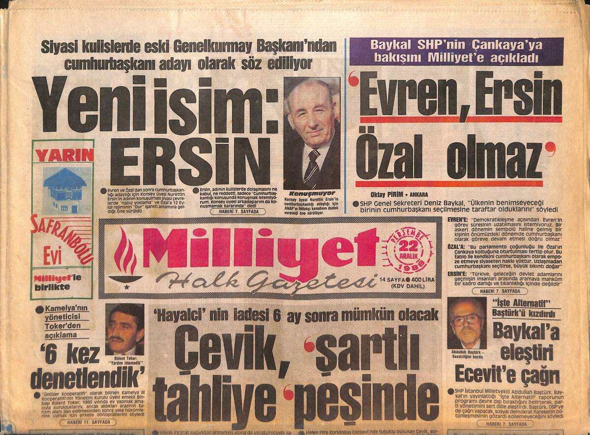 Milliyet Halk Gazetesi 22 Aralık 1988 - Türkiye Liglerinin Dedesi Edremit'te - Kara Kış Doğu'ya Göz Açtırmıyor GZ133165 - 1
