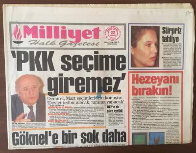 Milliyet Halk Gazetesi 22 Aralık 1993 - Demirel Yerel Seçimlerde PKKlılar Aday Olamaz GZ6789 - 1