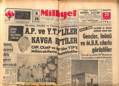 Milliyet Halk Gazetesi 22 Eylül 1962 - Sancar Kalp Krizi Geçirdi GZ76239 - 1
