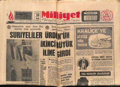 Milliyet Halk Gazetesi 22 Eylül 1970 - Suriyeliler Ürdünün İkinci Büyük İline Girdi GZ88549 - 1