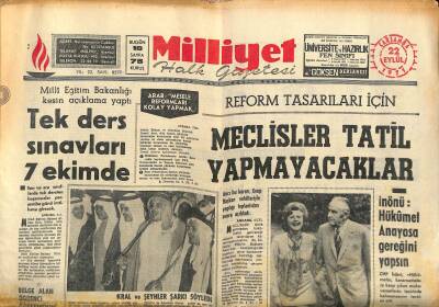 Milliyet Halk Gazetesi 22 Eylül 1971 - Çin Lideri Mao Öldü Veya Çok Ağır Hasta - Yeni Paris Havaalanı GZ118757 - 1