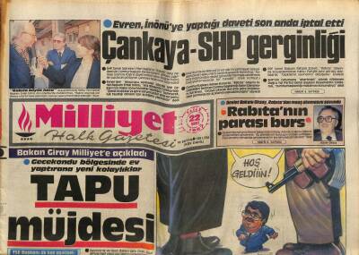 Milliyet Halk Gazetesi 22 Mart 1987 - Çankaya - SHP Gerginliği GZ62489 - 2