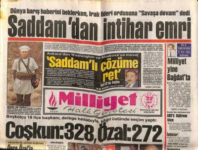 Milliyet Halk Gazetesi 22 Mart 1991 - Saddamdan İntihar Emri GZ62757 - 1