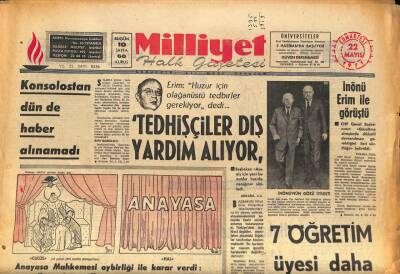 Milliyet Halk Gazetesi 22 Mayıs 1971 - İnönünüm Gözü İyileşti - Dünyanın En Pahalı Tablosu Sergilendi GZ86911 - 1