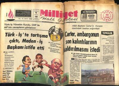 Milliyet Halk Gazetesi 22 Nisan 1977 - Türk-İşte Tartışma Çıktı , Maden-İş Başkanı İstifa Etti - Bakırköyde Bir Lise Öğrencisi Öldürüldü GZ121621 - 1