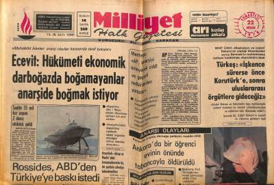 Milliyet Halk Gazetesi 22 Nisan 1978 - Rossides , ABDden Türkiyeye Baskı İstedi - Anarşi Olayları GZ117737 - 1