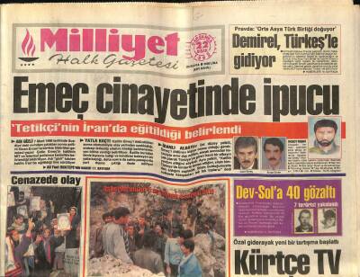 Milliyet Halk Gazetesi 22 Nisan 1992 - Çetin Emeç Cinayetinde İpucu GZ87304 - 1