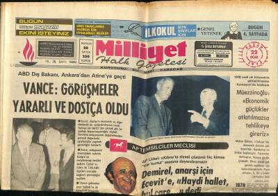 Milliyet Halk Gazetesi 22 Ocak 1978 - Mataracı da Artist Resimlerini Kaldırttı - Vance Görüşmeler Yararlı Ve Dostça Oldu GZ117660 - 1