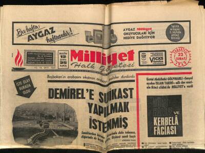 Milliyet Halk Gazetesi 22 Şubat 1969 - Demirele Suikast Yapılmak İstenmiş GZ69994 - 2