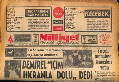 Milliyet Halk Gazetesi 22 Şubat 1970 - Türkiye Batının En Geri Ülkesi GZ86394 - 1