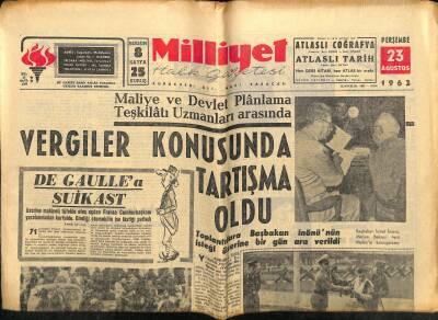 Milliyet Halk Gazetesi 23 Ağustos 1962 - Rusların Berlindeki Komutanlığı Kalkıyor - De Gaullea Suikast GZ118583 - 1