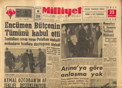 Milliyet Halk Gazetesi 23 Aralık 1958 - Kemal Özçobanın Af Teklifi Destekleniyor GZ82881 - 1