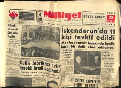 Milliyet Halk Gazetesi 23 Aralık 1960 - Çelik Fabrikası İçin Gerekli Kredi Sağlandı GZ74488 - 1