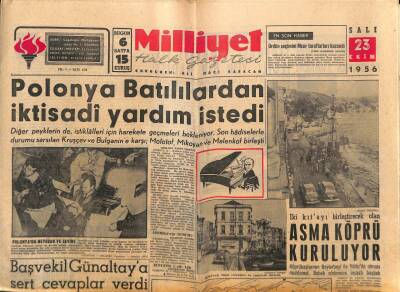 Milliyet Halk Gazetesi 23 Ekim 1956 - Polonya Batılılardan İktisadi Yardım İstedi GZ88744 - 1