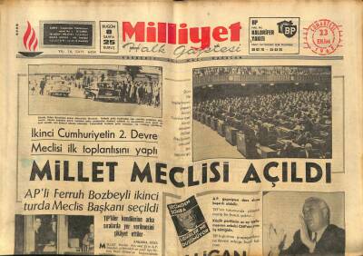Milliyet Halk Gazetesi 23 Ekim 1965 - İkinci Cumhuriyetin 2. Devre Meclisi İlk Toplantısını Yaptı GZ91584 - 1