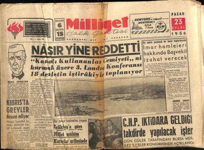Milliyet Halk Gazetesi 23 Eylül 1956 - Hikmet Küçük Tekrar İdama Mahkum Edildi GZ88876 - 1