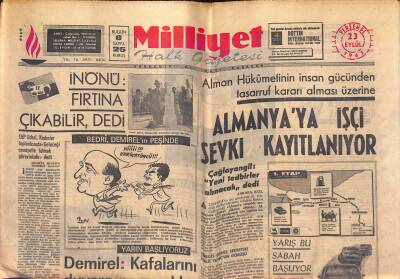Milliyet Halk Gazetesi 23 Eylül 1965 - Hint-Pakistan Sınırında Ateş Kesiliyor - Gökçeri Protesto İçin 30 Sanatçı İstifa Etti GZ118336 - 1