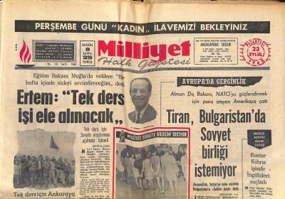 Milliyet Halk Gazetesi 23 Eylül 1968 - Ertem Tek Ders İşi Ele Alınacak GZ118702 - 1