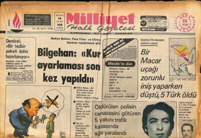 Milliyet Halk Gazetesi 23 Eylül 1977 - Bir Macar Uçağı Zorunlu İniş Yaparken Düştü , 5 Türk Öldü GZ90638 - 1