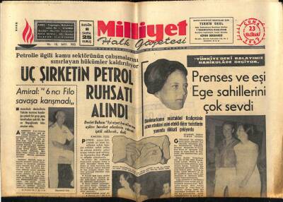 Milliyet Halk Gazetesi 23 Haziran 1967 - Prenses Ve Eşi Ege Sahillerini Çok Sevdi GZ74428 - 1