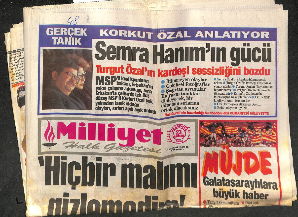 Milliyet Halk Gazetesi 23 Haziran 1994 - İşte Maradona Gerçeği - Semra Özal'ın Gücü GZ153033 - 1