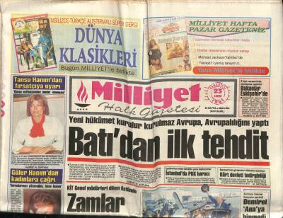 Milliyet Halk Gazetesi 23 Kasım 1991 - İstanbul SHP Topun Ağzında GZ62432 - 1