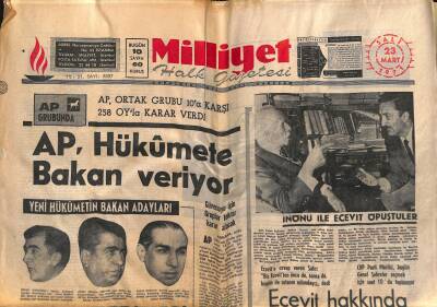 Milliyet Halk Gazetesi 23 Mart 1971 - Erim Kabinesi Belli Oluyor - AP , Hükümete Bakan Veriyor GZ118204 - 1