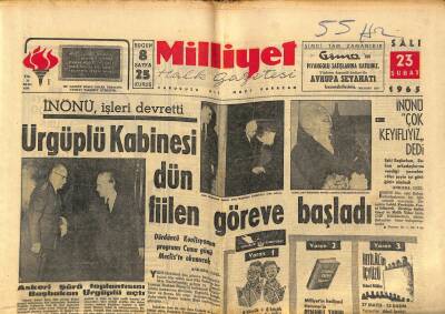 Milliyet Halk Gazetesi 23 Şubat 1965 - Diana Dors Şehrimize Geldi - Ürgüplü Kabinesi Dün Fiilen Göreve Başladı GZ121440 - 1