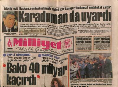 Milliyet Halk Gazetesi 23 Şubat 1989 - Karadumanda Uyardı GZ62448 - 2