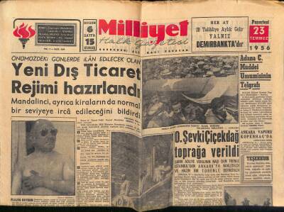 Milliyet Halk Gazetesi 23 Temmuz 1956 - Kıbrısa Asker Sevk Ediliyor - Yeni Dış Ticaret Rejimi Hazırlandı GZ118272 - 1