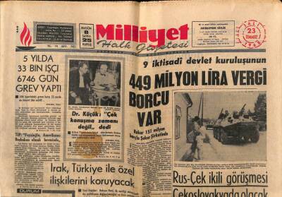 Milliyet Halk Gazetesi 23 Temmuz 1968 - Akdenizde Ortak Filo Kuruluyor GZ79592 - 1