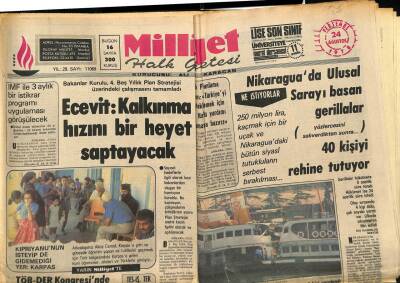 Milliyet Halk Gazetesi 24 Ağustos 1978 - Nikaraguada Ulusal Sarayı Basan Gerillalar 40 Kişiyi Rehine Tutuyor GZ91547 - 1