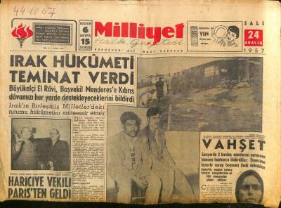Milliyet Halk Gazetesi 24 Aralık 1957 - Kıbrıs Müzakerelerine 15 Ocakta Başlanıyor - Irak Hükümeti Teminat Verdi GZ118147 - 1
