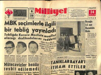 Milliyet Halk Gazetesi 24 Aralık 1960 - MBK Seçimlerle İlgili Bir Tebliğ Yayınladı GZ74489 - 1