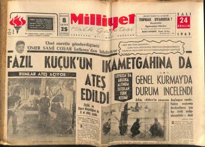 Milliyet Halk Gazetesi 24 Aralık 1963 - Fazıl Küçükün İkametgahına da Ateş Edildi GZ81961 - 1