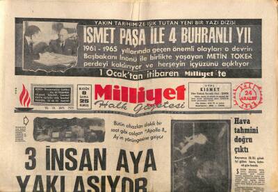 Milliyet Halk Gazetesi 24 Aralık 1968 - İsmet Paşa İle 4 Buhranlı Yıl GZ85264 - 1