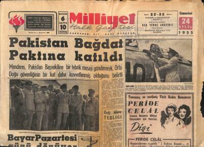 Milliyet Halk Gazetesi 24 Eylül 1955 - Pakistan Bağdat Paktına Katıldı GZ74362 - 1