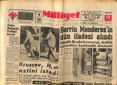 Milliyet Halk Gazetesi 24 Eylül 1960 - Berrin Menderesin Dün İfadesi Alındı GZ81118 - 1
