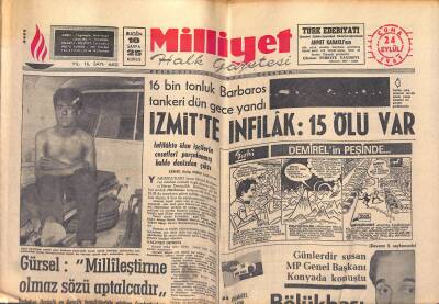 Milliyet Halk Gazetesi 24 Eylül 1965 - Oto-Trafik Yarışının İlk Etabı Sona Erdi - İzmitte İnfilak 15 Ölü Var GZ118337 - 1