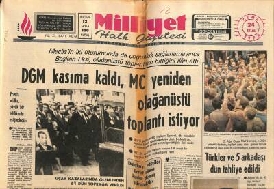 Milliyet Halk Gazetesi 24 Eylül 1976 - DP , TRT İçin Savcılığa Başvuruyor - DGM Kasıma Kaldı , MC Yeniden Olağanüstü Toplantı İstiyor GZ118796 - 1