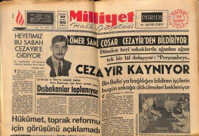 Milliyet Halk Gazetesi 24 Haziran 1965 - Bin Bellaya Bağlılığını Bildiren İşçilerin Bugün Sokağa Dökülmeleri Bekleniyor GZ81168 - 1