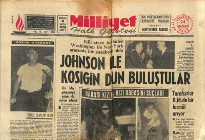 Milliyet Halk Gazetesi 24 Haziran 1967 - Johnson İle Kosigin Dün Buluştular GZ88515 - 1