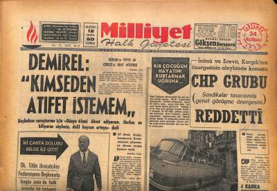 Milliyet Halk Gazetesi 24 Haziran 1970 - İnönü Ve Ecevit , Kargılının Önergesinin Aleyhinde Konuştu GZ86998 - 1